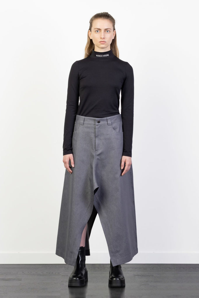 Tibi Asymmetric-pocket Denim A-line Skirt 24 - Dark Denim | Editorialist