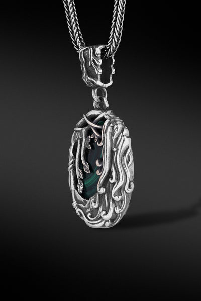Shop Artisan Jewellery Brand Helios Sterling Silver with Malachite Kaieteur Pendant at Erebus