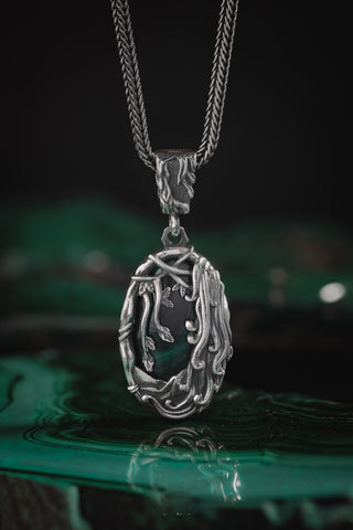 Shop Artisan Jewellery Brand Helios Sterling Silver with Malachite Kaieteur Pendant at Erebus