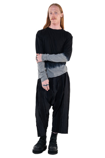 Shop Emerging Slow Fashion Genderless Alternative Avant-garde Designer Mark Baigent Annex Collection Fair Trade Black to Magnesium Ombre Cotton Tikki Top at Erebus