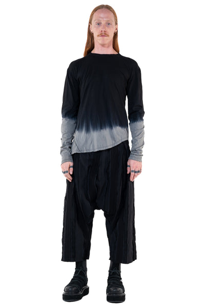 Shop Emerging Slow Fashion Genderless Alternative Avant-garde Designer Mark Baigent Annex Collection Fair Trade Black to Magnesium Ombre Cotton Tikki Top at Erebus