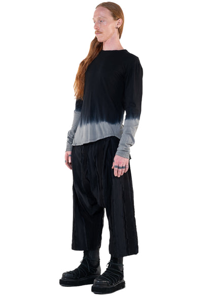 Shop Emerging Slow Fashion Genderless Alternative Avant-garde Designer Mark Baigent Annex Collection Fair Trade Black to Magnesium Ombre Cotton Tikki Top at Erebus