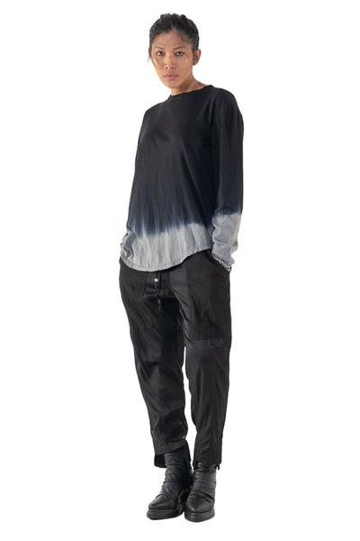 Shop Emerging Slow Fashion Genderless Alternative Avant-garde Designer Mark Baigent Annex Collection Fair Trade Black to Magnesium Ombre Cotton Tikki Top at Erebus