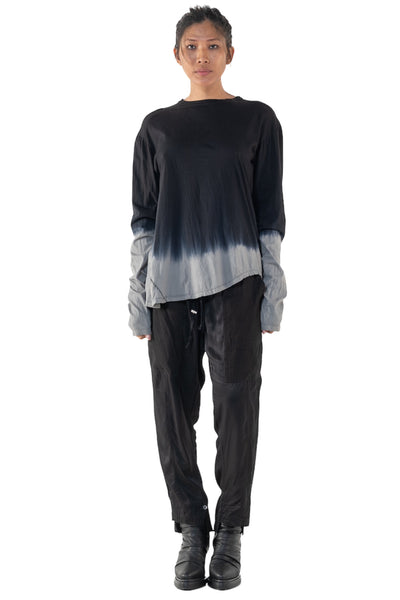 Shop Emerging Slow Fashion Genderless Alternative Avant-garde Designer Mark Baigent Annex Collection Fair Trade Black to Magnesium Ombre Cotton Tikki Top at Erebus