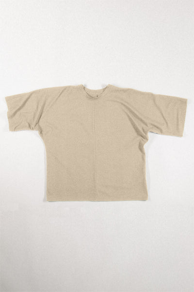 Shop Conscious Contemporary Brand Zsigmond Core Collection Beige Organic Cotton Bat T-Shirt at Erebus