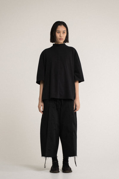 Shop Conscious Contemporary Brand Zsigmond Core Collection Black Organic Cotton Low Crotch Culotte Pants at Erebus