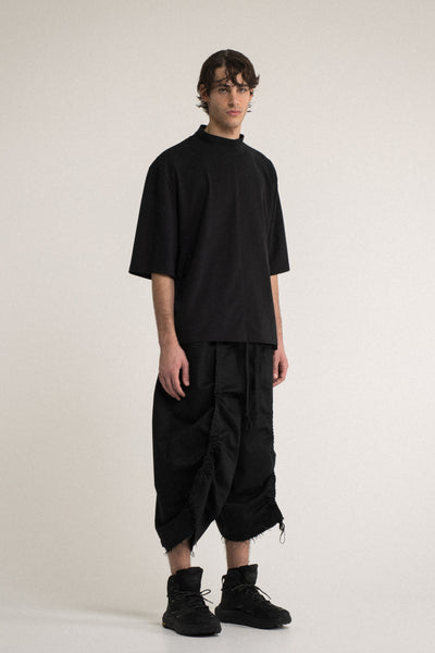 Shop Conscious Contemporary Brand Zsigmond Core Collection Black Organic Cotton Low Crotch Culotte Pants at Erebus