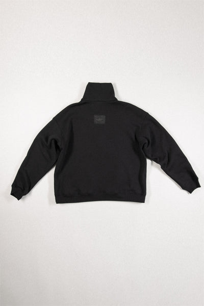 Shop Conscious Contemporary Brand Zsigmond Core Collection Black Stretch Organic Cotton Half-Zip Jumper at Erebus