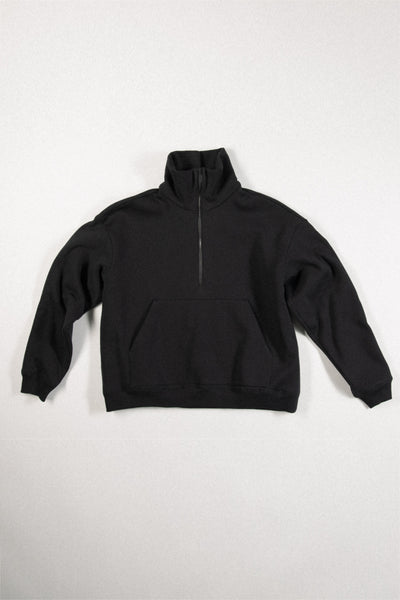 Shop Conscious Contemporary Brand Zsigmond Core Collection Black Stretch Organic Cotton Half-Zip Jumper at Erebus