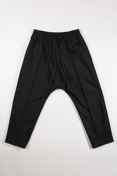 Shop Conscious Contemporary Brand Zsigmond Core Collection Black Organic Cotton Innate Low Crotch Pants at Erebus