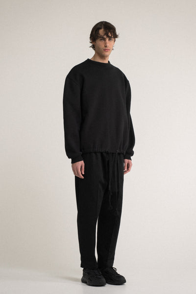 Shop Conscious Contemporary Brand Zsigmond Core Collection Black Organic Cotton Innate Low Crotch Pants at Erebus