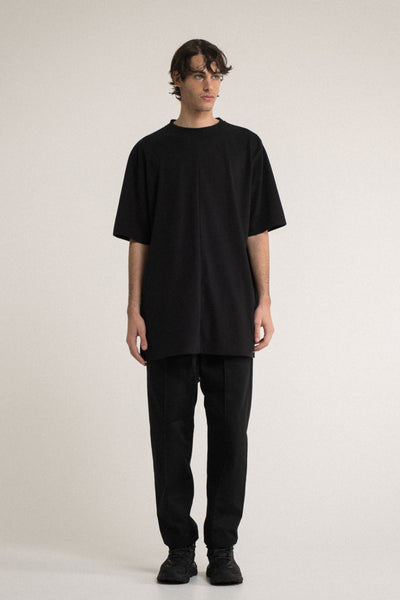 Shop Conscious Contemporary Brand Zsigmond Core Collection Black Organic Cotton Long Fit T-Shirt at Erebus