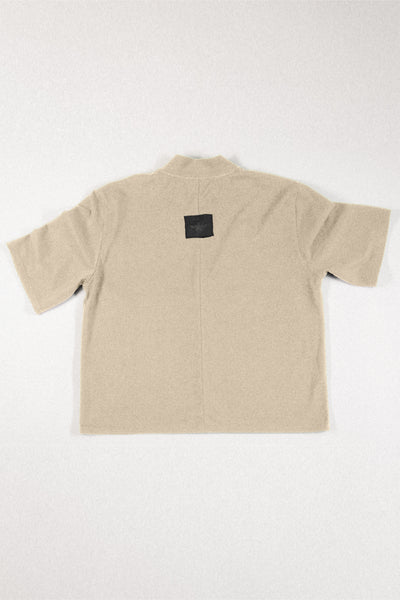 Shop Conscious Contemporary Brand Zsigmond Core Collection Beige Organic Cotton Mock Neck Shirt at Erebus