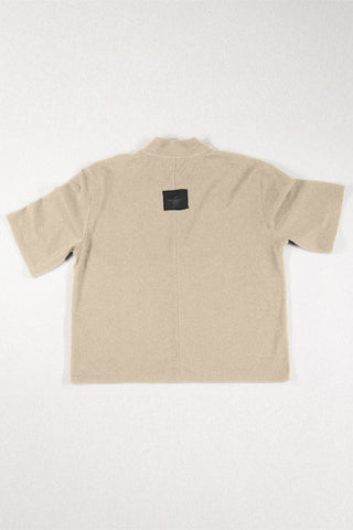 Shop Conscious Contemporary Brand Zsigmond Core Collection Beige Organic Cotton Mock Neck Shirt at Erebus