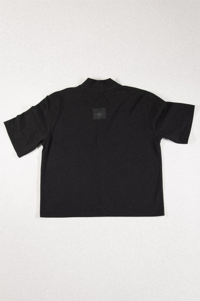 Shop Conscious Contemporary Brand Zsigmond Core Collection Black Organic Cotton Mock Neck Shirt at Erebus