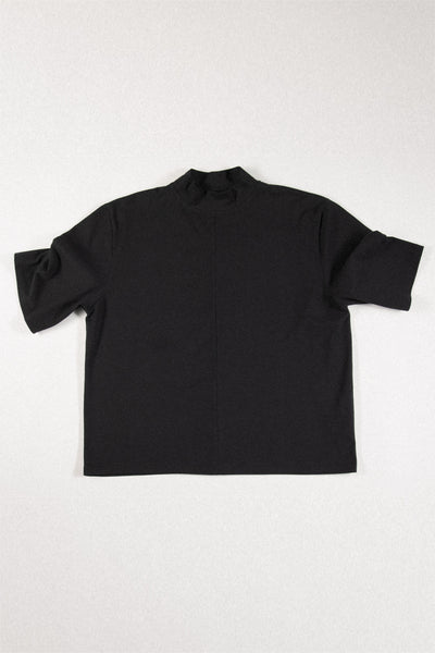 Shop Conscious Contemporary Brand Zsigmond Core Collection Black Organic Cotton Mock Neck Shirt at Erebus