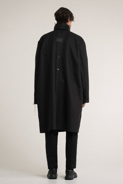 Shop Conscious Contemporary Brand Zsigmond Core Collection Black and Dark Grey Reversible Wool Coat at Erebus