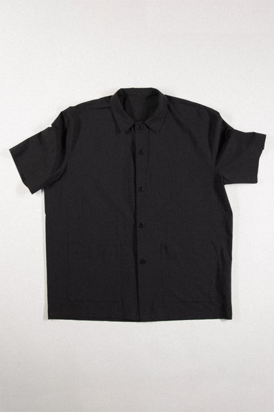 Shop Conscious Contemporary Brand Zsigmond Core Collection Black Organic Cotton Short Sleeve Shirt at Erebus