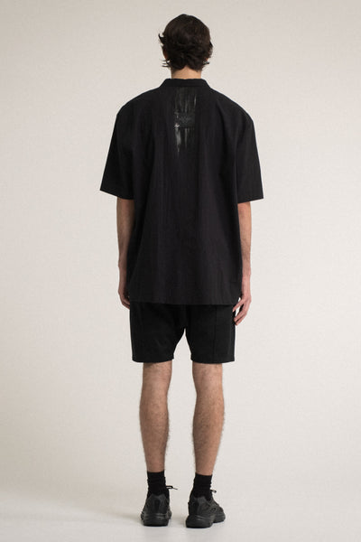 Shop Conscious Contemporary Brand Zsigmond Core Collection Black Organic Cotton Short Sleeve Shirt at Erebus