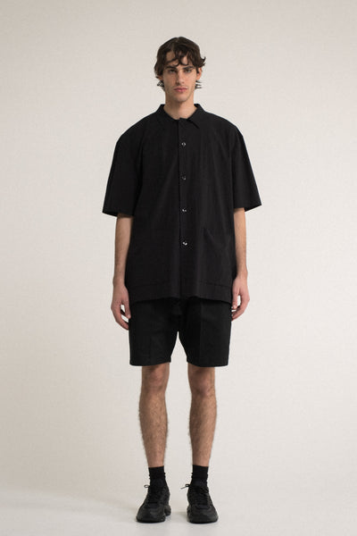 Shop Conscious Contemporary Brand Zsigmond Core Collection Black Organic Cotton Short Sleeve Shirt at Erebus