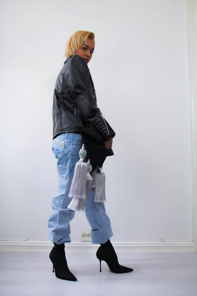 Shop Emerging Contemporary Urban Conscious Womenswear Brand Too Damn Expensive Black Sheepskin Leather Jacket at Erebus