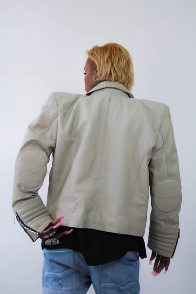 Shop Emerging Contemporary Urban Conscious Womenswear Brand Too Damn Expensive Beige Sheepskin Leather Jacket at Erebus