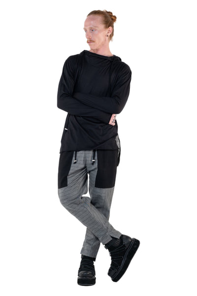 Shop Emerging Slow Fashion Genderless Alternative Avant-garde Designer Mark Baigent Annex Collection Fair Trade Signature Black Cotton Bagamér Hooded Top at Erebus