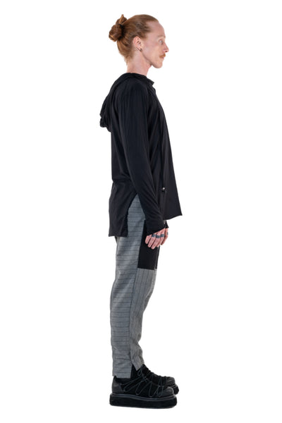 Shop Emerging Slow Fashion Genderless Alternative Avant-garde Designer Mark Baigent Annex Collection Fair Trade Signature Black Cotton Bagamér Hooded Top at Erebus