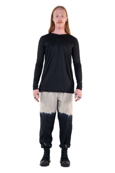 Shop Emerging Slow Fashion Genderless Alternative Avant-garde Designer Mark Baigent Annex Collection Fair Trade Black Bamboo Dihum Long Sleeve Top at Erebus