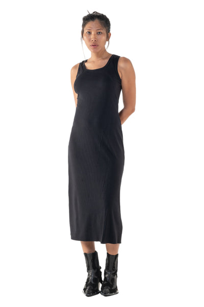 Shop Emerging Slow Fashion Genderless Alternative Avant-garde Designer Mark Baigent Annex Collection Fair Trade Black Viscose Rib Endothelium Tank Dress at Erebus