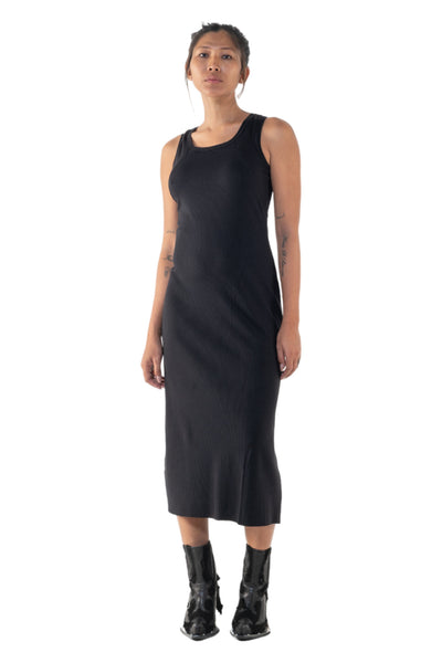 Shop Emerging Slow Fashion Genderless Alternative Avant-garde Designer Mark Baigent Annex Collection Fair Trade Black Viscose Rib Endothelium Tank Dress at Erebus