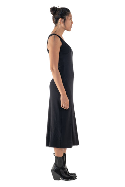 Shop Emerging Slow Fashion Genderless Alternative Avant-garde Designer Mark Baigent Annex Collection Fair Trade Black Viscose Rib Endothelium Tank Dress at Erebus