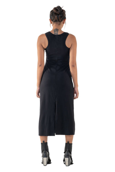 Shop Emerging Slow Fashion Genderless Alternative Avant-garde Designer Mark Baigent Annex Collection Fair Trade Black Viscose Rib Endothelium Tank Dress at Erebus