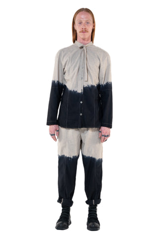 Shop Emerging Slow Fashion Genderless Alternative Avant-garde Designer Mark Baigent Annex Collection Fair Trade Black to Natural Ombre Cotton Slub Faber Shirt at Erebus