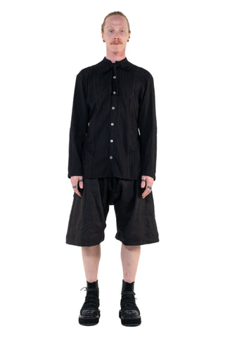 Shop Emerging Slow Fashion Genderless Alternative Avant-garde Designer Mark Baigent Annex Collection Fair Trade Black Cotton Slub Faber Shirt at Erebus
