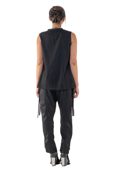 Shop Emerging Slow Fashion Genderless Alternative Avant-garde Designer Mark Baigent Annex Collection Fair Trade Black Unprocessed Cotton Faber Sleeveless Top at Erebus