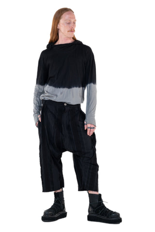 Shop Emerging Slow Fashion Genderless Alternative Avant-garde Designer Mark Baigent Annex Collection Fair Trade Black Zero Waste Low Crotch Fin Shorts at Erebus
