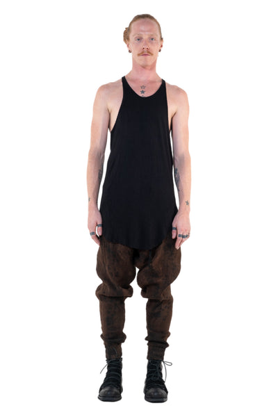 Shop Emerging Slow Fashion Genderless Alternative Avant-garde Designer Mark Baigent Annex Collection Fair Trade Black Ecovera Rayon Hallar Tank Top at Erebus