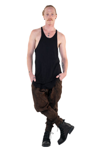 Shop Emerging Slow Fashion Genderless Alternative Avant-garde Designer Mark Baigent Annex Collection Fair Trade Black Ecovera Rayon Hallar Tank Top at Erebus