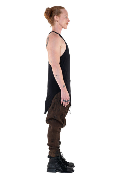 Shop Emerging Slow Fashion Genderless Alternative Avant-garde Designer Mark Baigent Annex Collection Fair Trade Black Ecovera Rayon Hallar Tank Top at Erebus