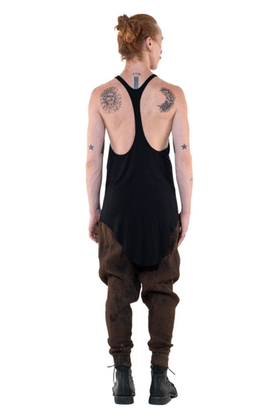 Shop Emerging Slow Fashion Genderless Alternative Avant-garde Designer Mark Baigent Annex Collection Fair Trade Black Ecovera Rayon Hallar Tank Top at Erebus