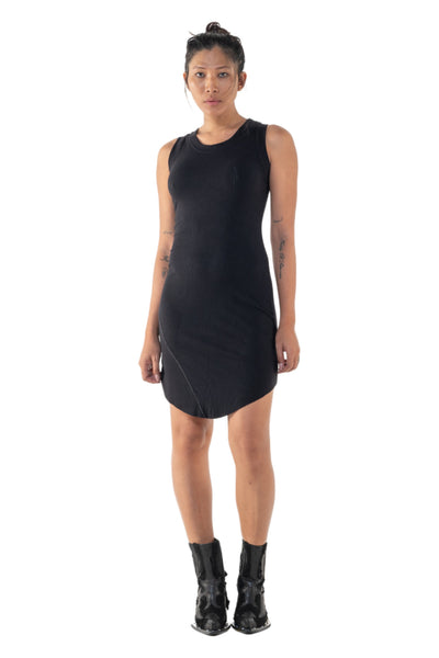 Shop Emerging Slow Fashion Genderless Alternative Avant-garde Designer Mark Baigent Annex Collection Fair Trade Black Viscose Rib Iwasa Tank Dress at Erebus