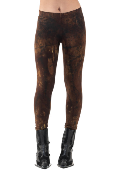 Shop Emerging Slow Fashion Genderless Alternative Avant-garde Designer Mark Baigent Annex Collection Fair Trade Signature Noda Brown Batik Biodegradable Ecovera Zena Leggings at Erebus