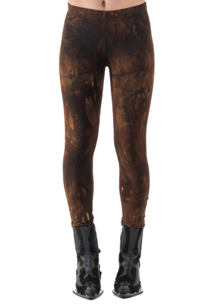 Shop Emerging Slow Fashion Genderless Alternative Avant-garde Designer Mark Baigent Annex Collection Fair Trade Signature Noda Brown Batik Biodegradable Ecovera Zena Leggings at Erebus