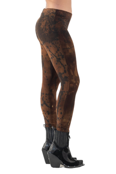 Shop Emerging Slow Fashion Genderless Alternative Avant-garde Designer Mark Baigent Annex Collection Fair Trade Signature Noda Brown Batik Biodegradable Ecovera Zena Leggings at Erebus