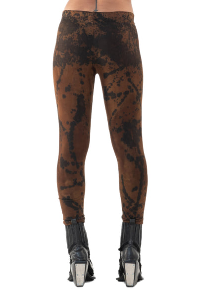 Shop Emerging Slow Fashion Genderless Alternative Avant-garde Designer Mark Baigent Annex Collection Fair Trade Signature Noda Brown Batik Biodegradable Ecovera Zena Leggings at Erebus