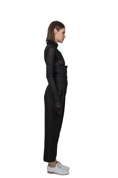 Shop Emerging Slow Fashion Genderless Brand Ludus Agender Brand Black Roll Neck Long Sleeve Folded Top at Erebus