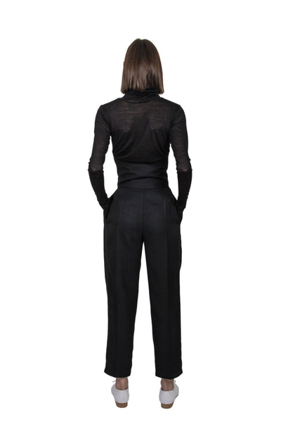 Shop Emerging Slow Fashion Genderless Brand Ludus Agender Brand Black Roll Neck Long Sleeve Folded Top at Erebus