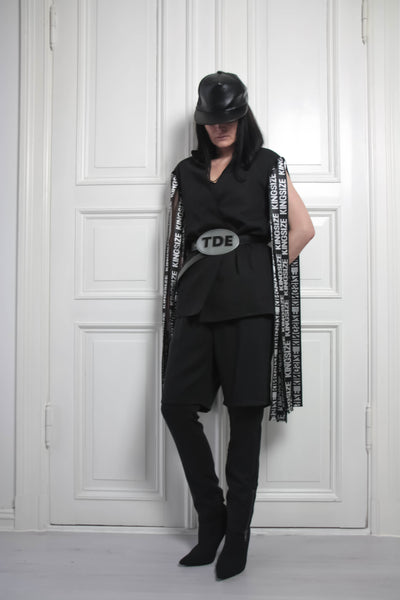 Shop Emerging Contemporary Conscious Womenswear Brand Too Damn Expensive Black Oversized Buckle Belt at Erebus