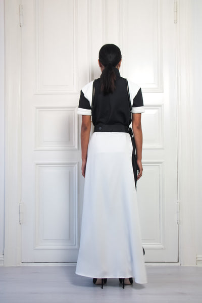 Shop Emerging Contemporary Urban Conscious Womenswear Brand Too Damn Expensive White Half Skirt at Erebus